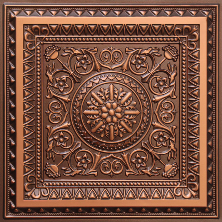 La Scala Antique Copper Faux Tin 2x4 ft Ceiling Tile