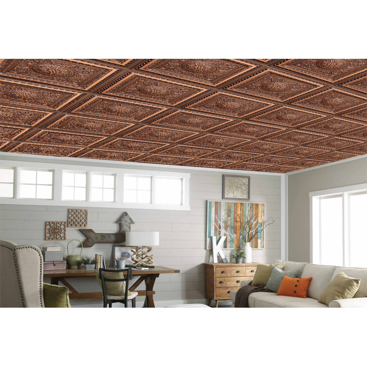 La Scala Antique Copper Faux Tin 2x4 ft Ceiling Tile
