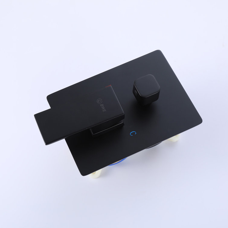 Matte Black Freestanding Waterfall Tub Faucet with Hand Shower