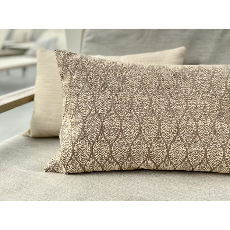 Beige Rectangular Acrylic Lumbar Outdoor Pillow