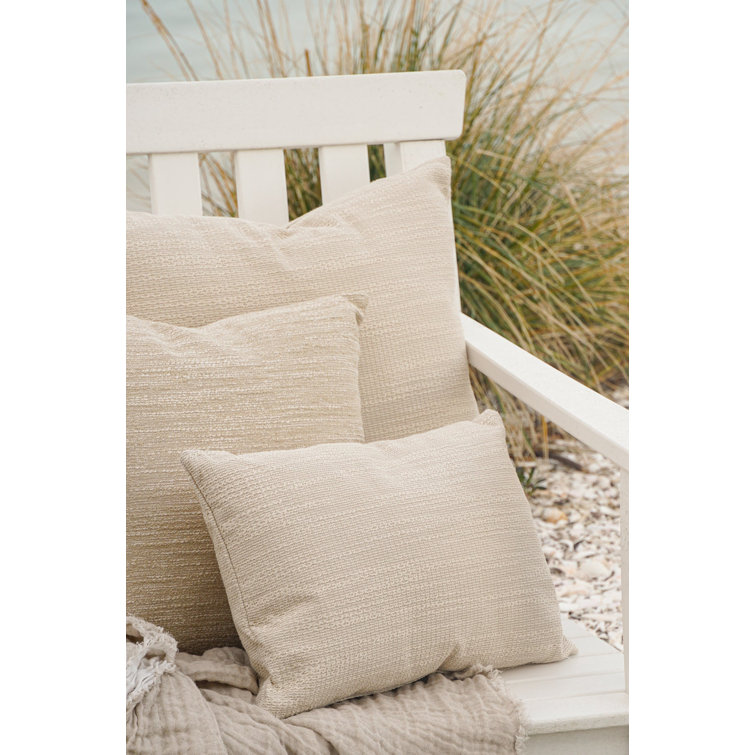 Natural Waves Beige Rectangular Indoor Outdoor Pillow