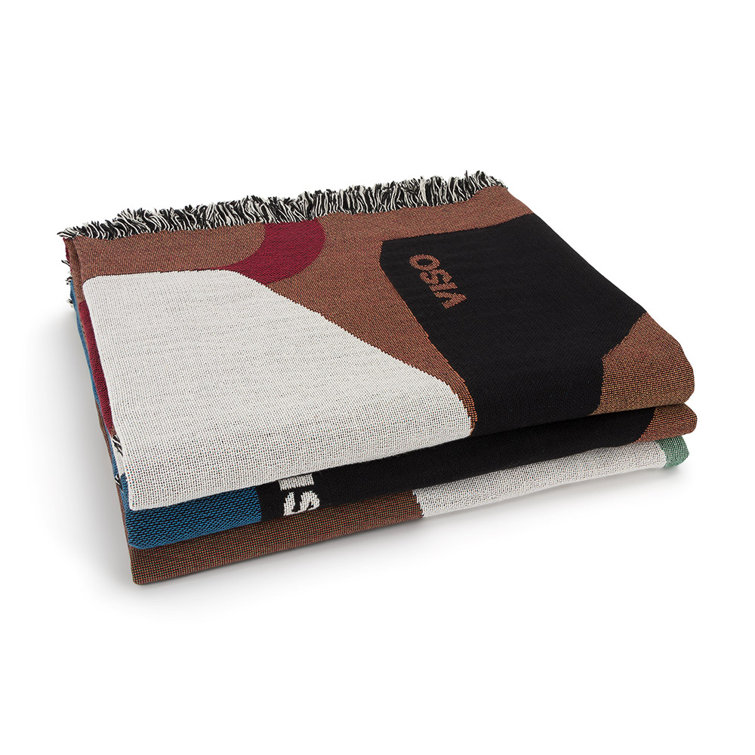 Handmade Brown and Green Wool Throw Blanket with Fringe
