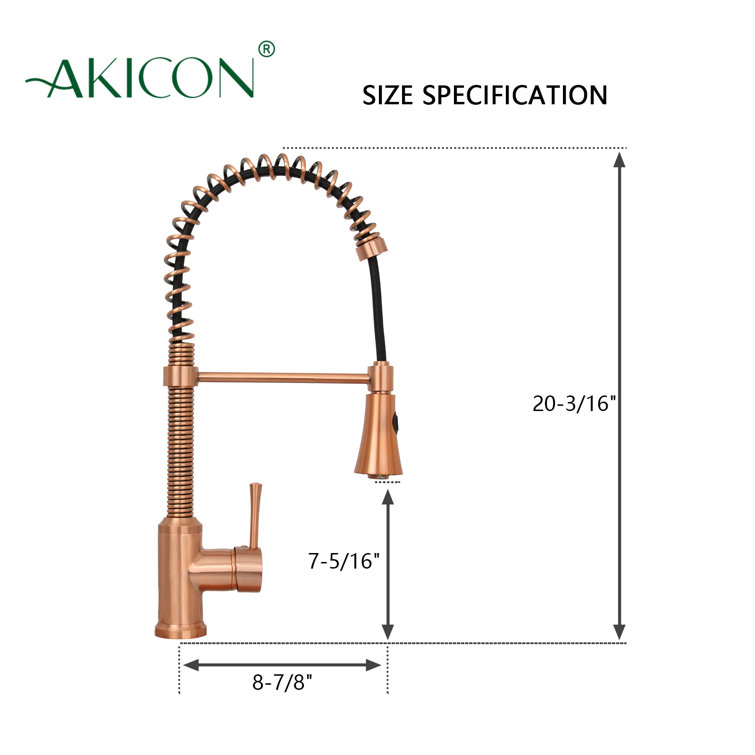 Copper Finish Solid Brass Pull Down Kitchen Faucet with Spray