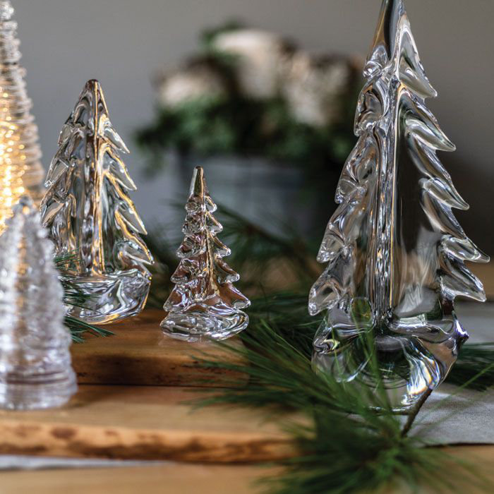 6 Inch Clear Glass Evergreen Tree Figurine