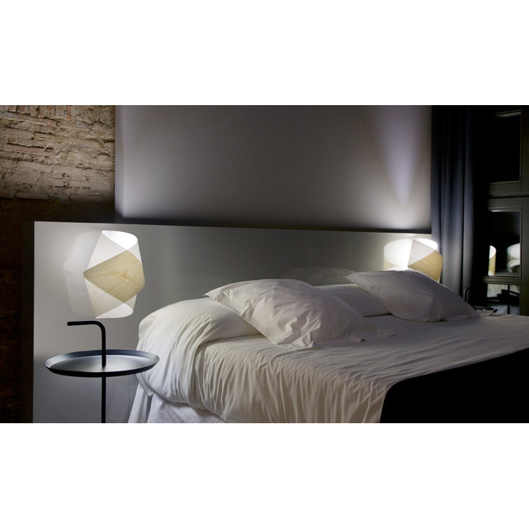 Ivory White Dimmable Wood Sconce with Sea Blue Shade