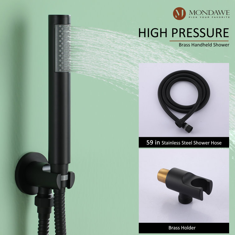 Matte Black Stainless Steel Rain Shower System with Handheld