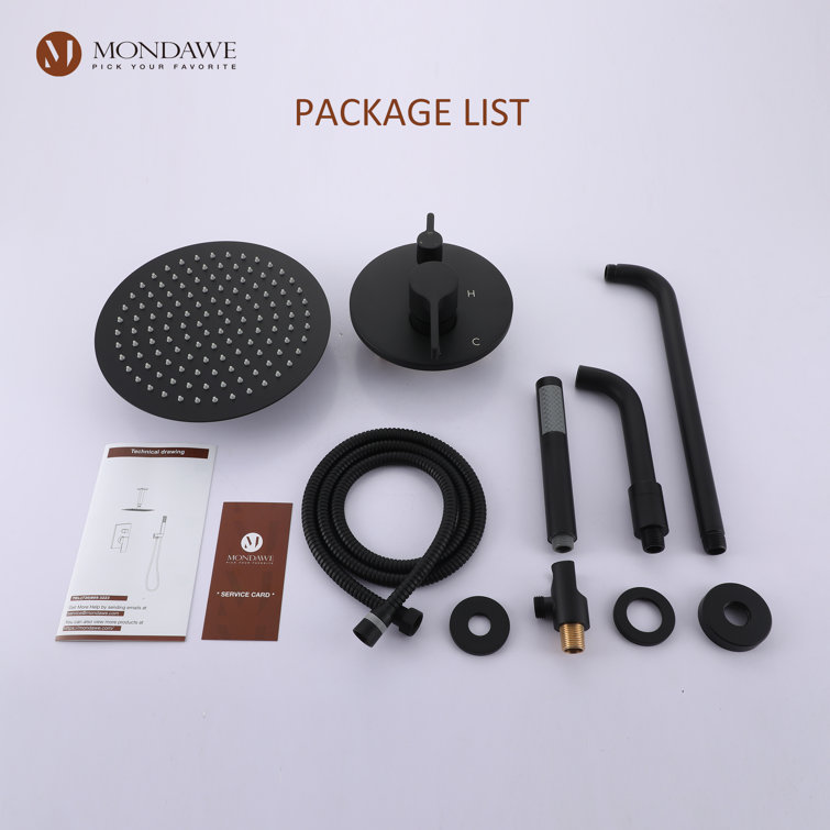 Matte Black Stainless Steel Rain Shower System with Handheld
