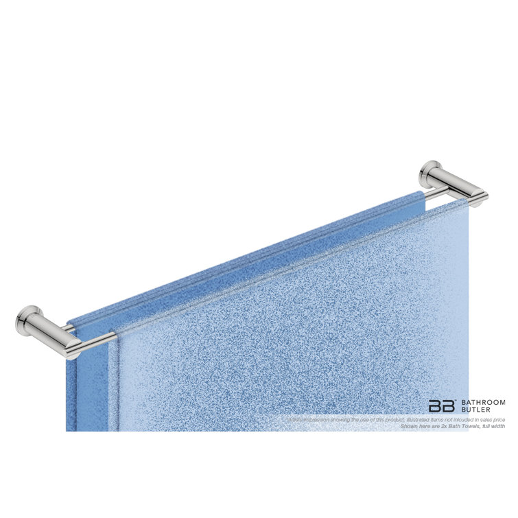 Polished Stainless Steel Contemporary Double Towel Bar, 32"
