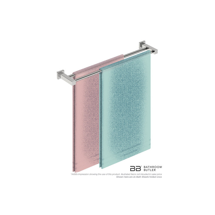 Polished Stainless Steel Double Bar Wall Mounted Towel Rail