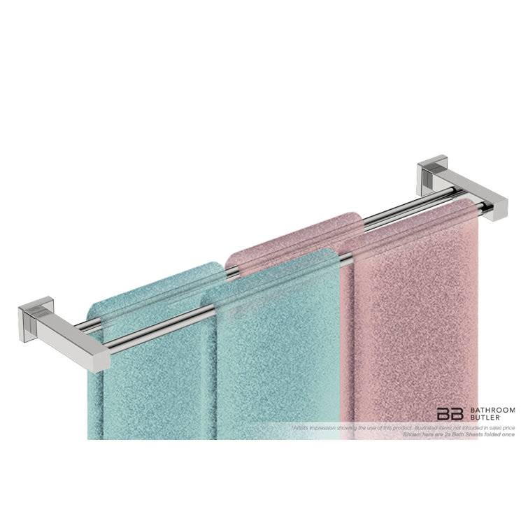 Polished Stainless Steel Double Bar Wall Mounted Towel Rail