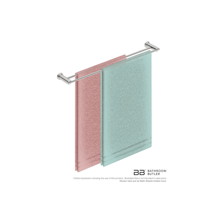 Polished Stainless Steel Contemporary Double Towel Bar, 32"