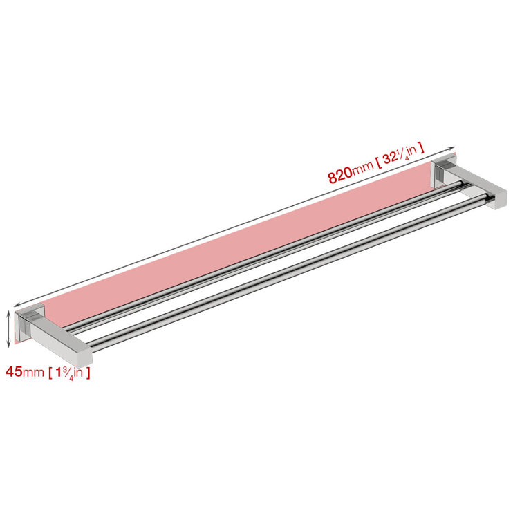 32'' Polished Stainless Steel Double Towel Bar