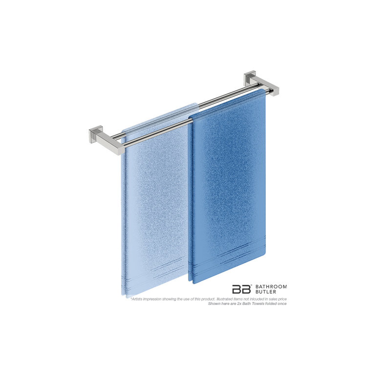 Polished Stainless Steel Double Bar Wall Mounted Towel Rail