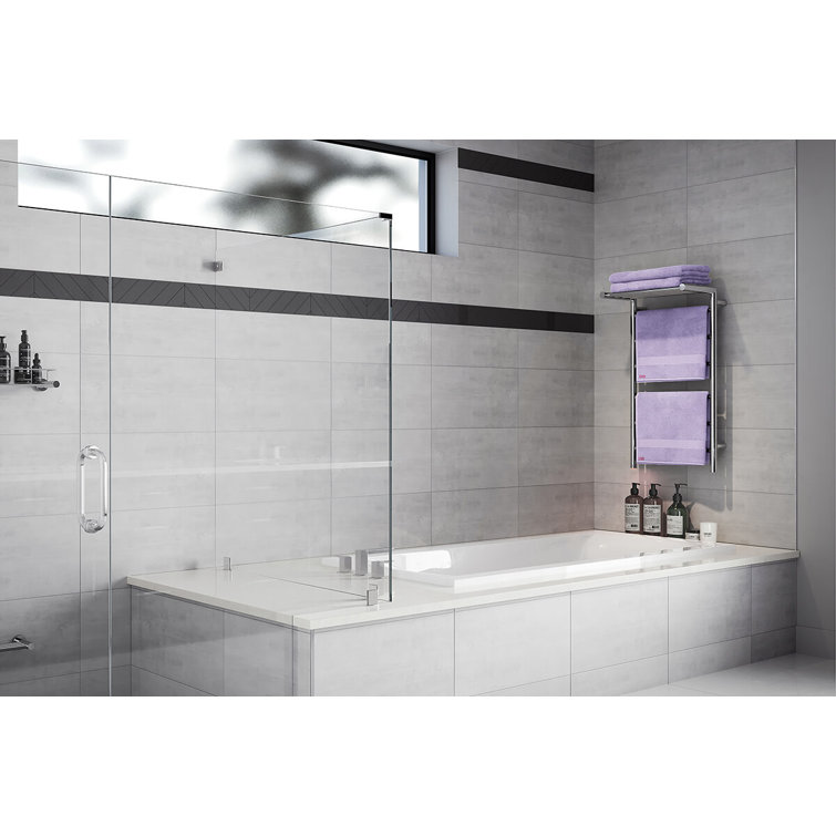 Brushed Stainless Steel Wall Mounted Towel Rack with Shelf