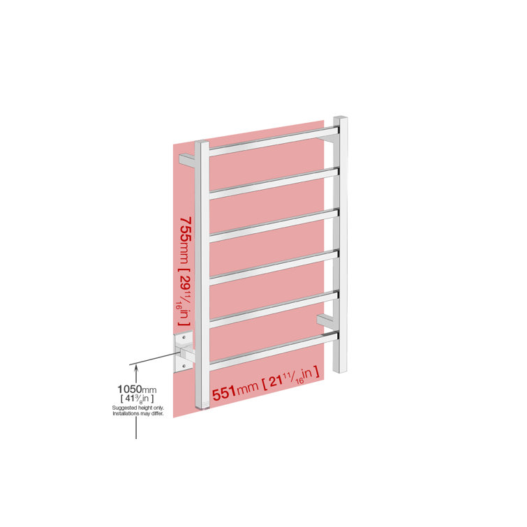 Polished Stainless Steel 21.6'' 6-Bar Towel Rack
