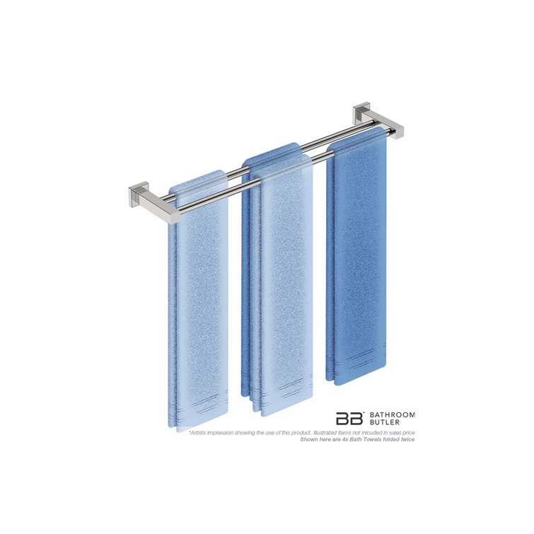 Polished Stainless Steel Double Bar Wall Mounted Towel Rail