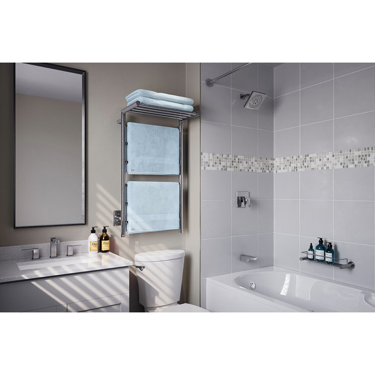 Brushed Stainless Steel Wall Mounted Towel Rack with Shelf