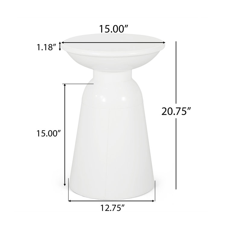 Atira 15'' White Metal Round Outdoor Side Table