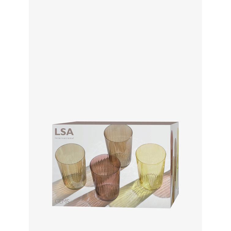 Amber and Gold Glass Tumbler Set, 18.9 fl oz