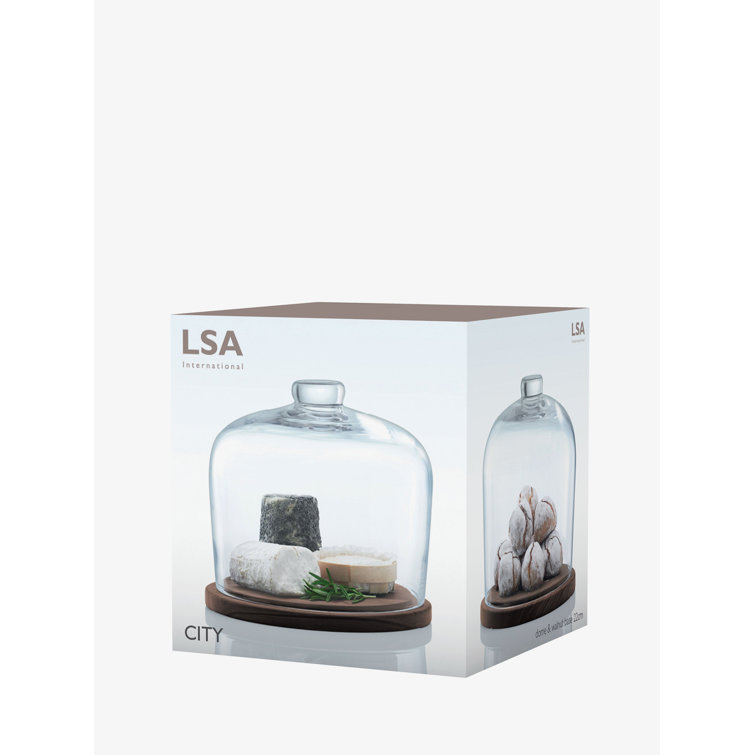 Modern Clear Glass Dome with Oiled Walnut Base