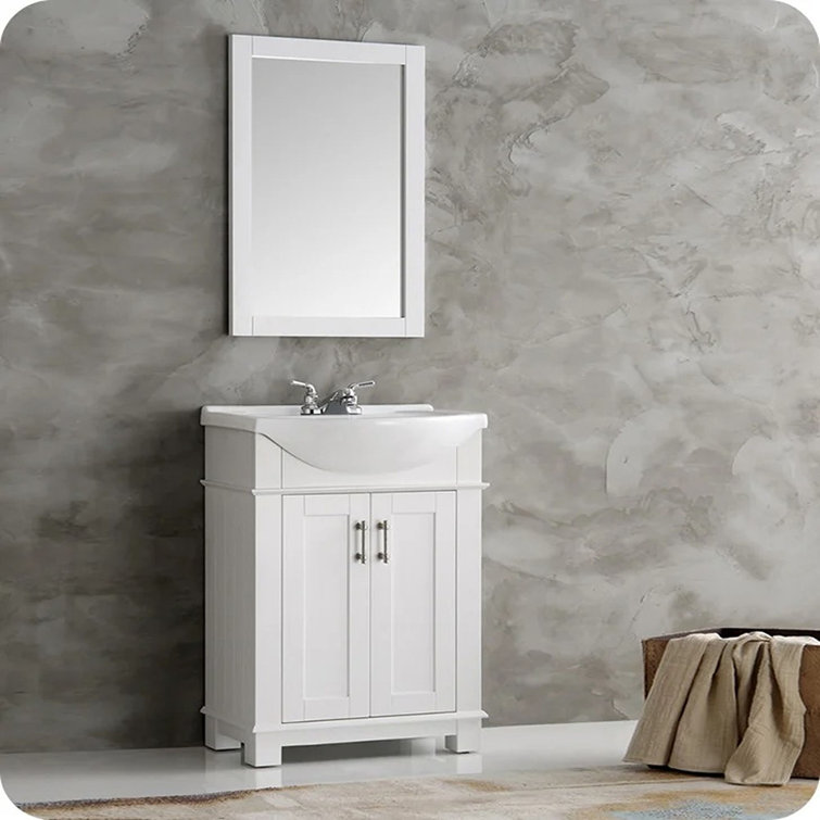 Elegant White Wood Framed 20" x 30" Rectangular Vanity Mirror
