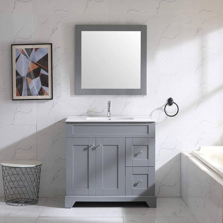 Elegant White Wood Framed 20" x 30" Rectangular Vanity Mirror