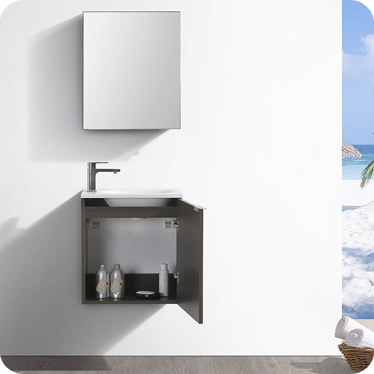 Valencia 20" Black Wall-Mount Vanity with White Acrylic Sink