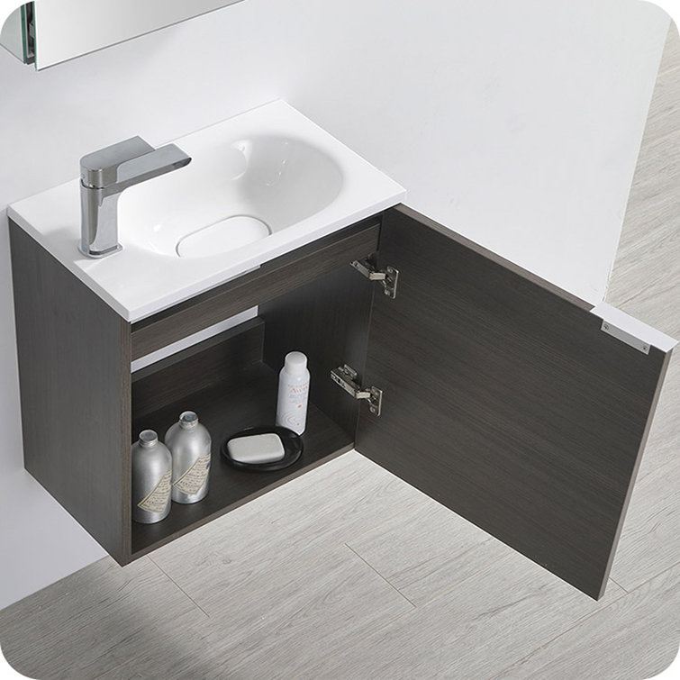Valencia 20" Black Wall-Mount Vanity with White Acrylic Sink