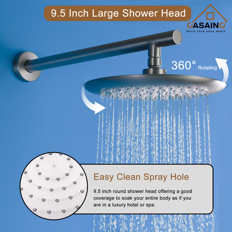 Brushed Nickel Wall Mounted Rain Shower System with Handheld