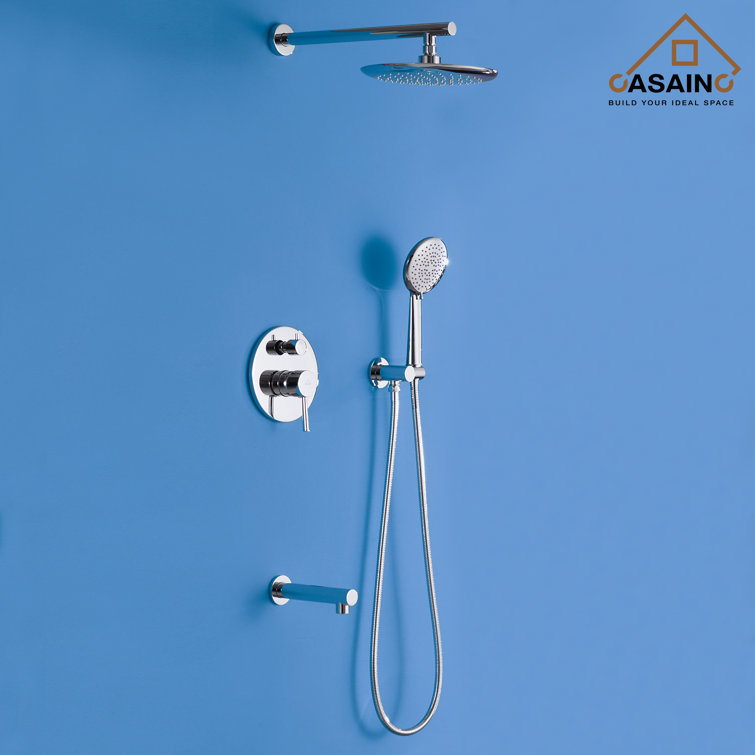 Chrome Multi-Head Rain Shower System with Handheld