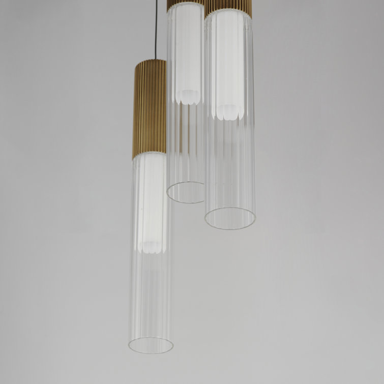 Gold and Matte Black 3-Light LED Glass Pendant
