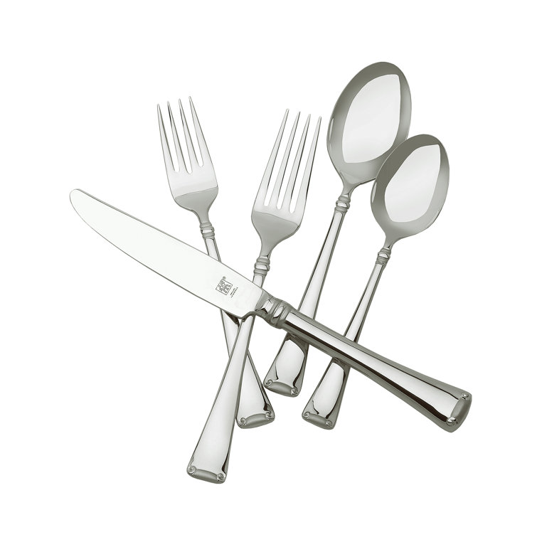 Classic Stainless Steel 45-Piece Flatware Set with Banded Rim