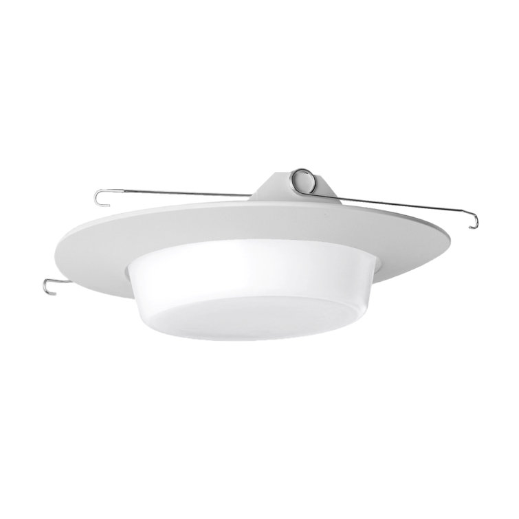 6-Inch White Glass Recessed Shower Trim with Opal Lens
