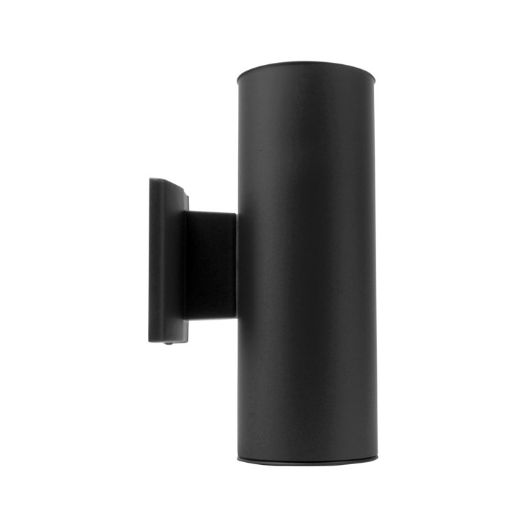 Matte Black 12" LED Cylinder Outdoor Wall Sconce with Clear Glass