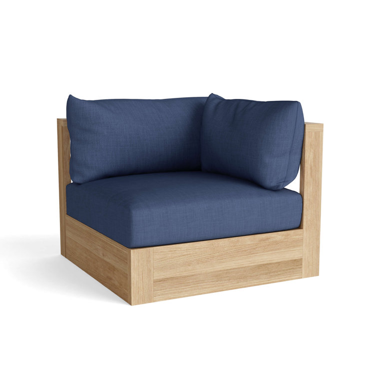 Teak Corner Patio Sofa with Off-White Sunbrella Cushions