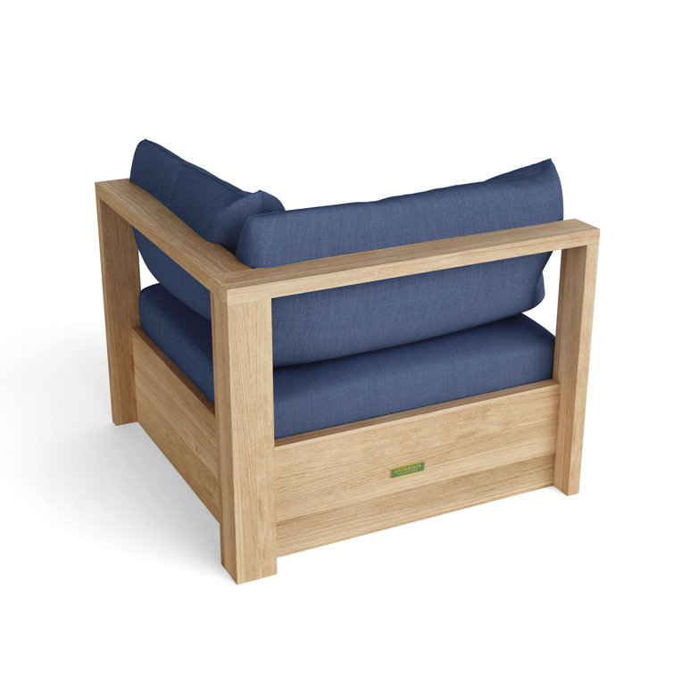 Teak Corner Patio Sofa with Off-White Sunbrella Cushions