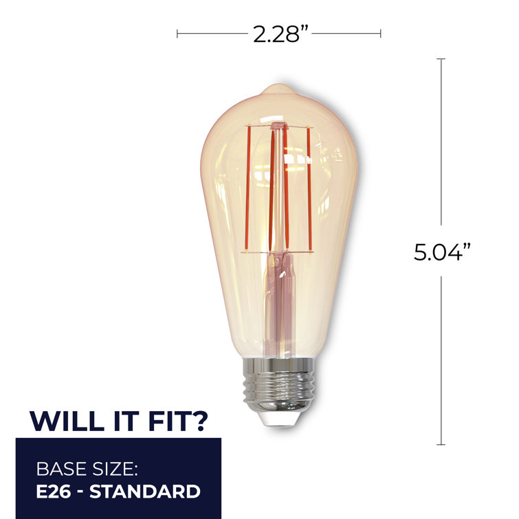 Antique Amber Dimmable LED ST18 Light Bulbs, 2-Pack