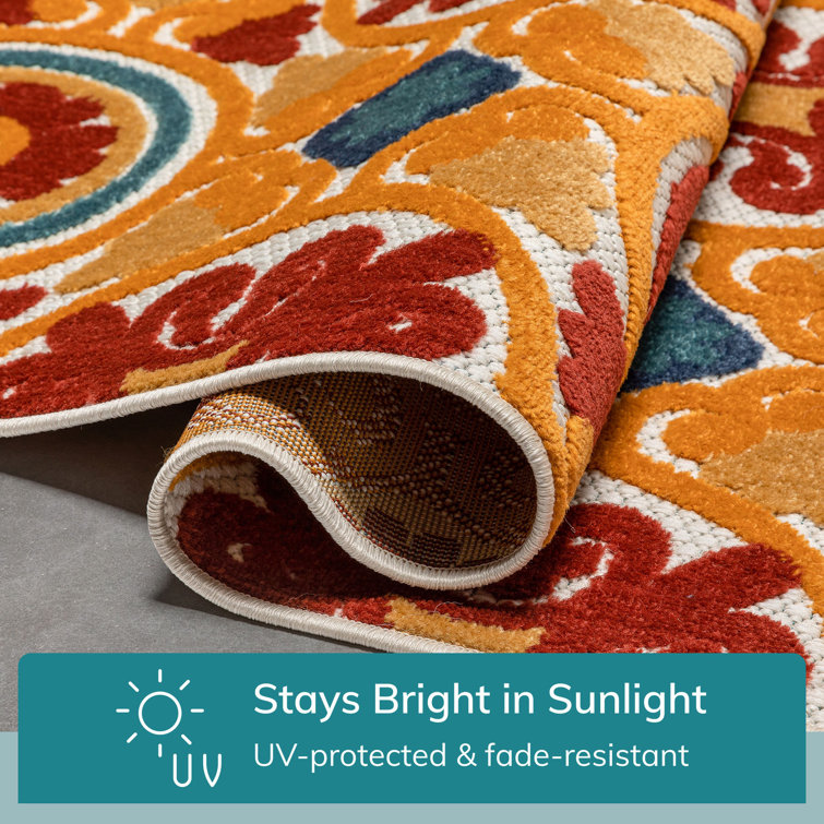 Dorado Red and Yellow Geometric 5' x 7' Outdoor Rug