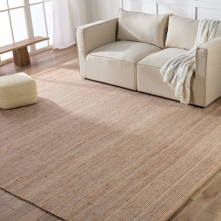 Ivory and Beige Flatweave Wool Stripe Rug, 5' x 8'