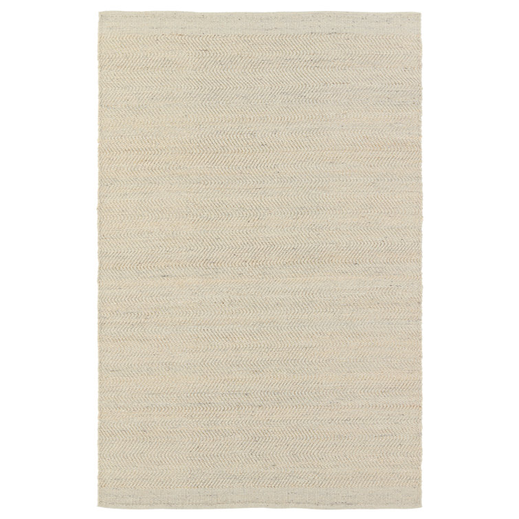 Ivory and Beige Flat Woven Wool Reversible Area Rug