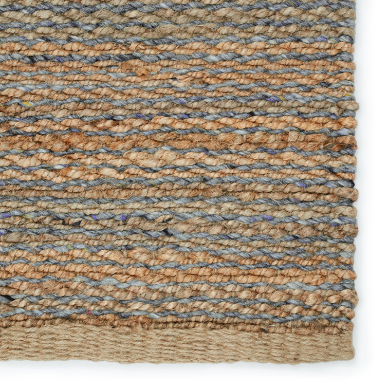 Harman Natural Gray Stripe 5' x 8' Handwoven Wool Blend Area Rug