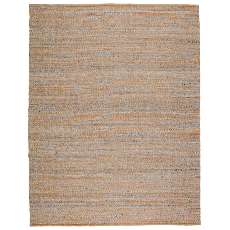 Gray and Beige Wool and Jute 9' x 12' Flat Woven Reversible Rug