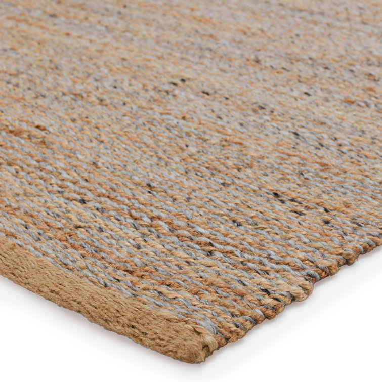 Gray and Beige Wool and Jute 9' x 12' Flat Woven Reversible Rug