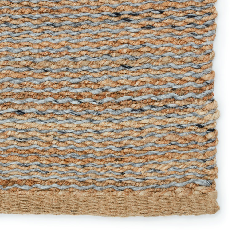 Gray and Beige Wool and Jute 9' x 12' Flat Woven Reversible Rug