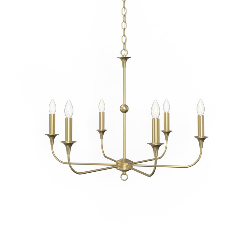 Charlotte Satin Brass 6-Arm Candle Style Chandelier