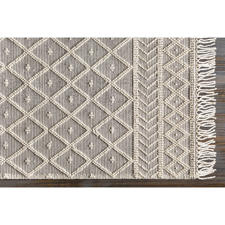 Ivory Spot Handmade Wool Rug 45"x27" with Easy Care