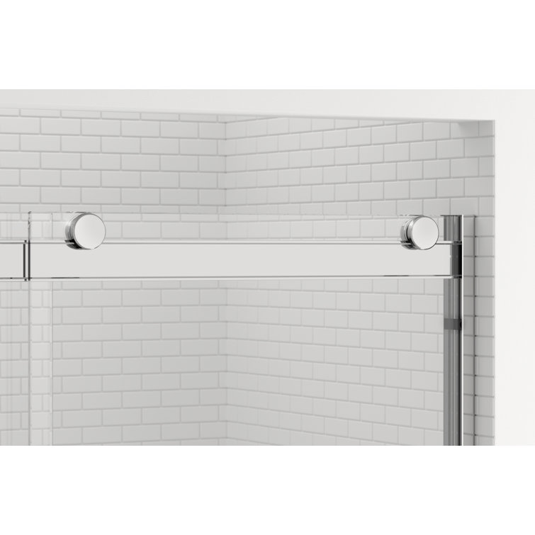 Rotolo 60'' Wide Clear Glass Semi-Frameless Sliding Shower Door with Chrome Hardware