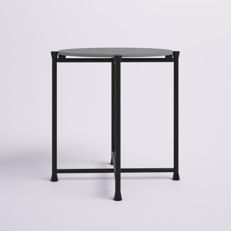 Modern Faux Stone 20" Square Black Aluminum Outdoor Cocktail Table