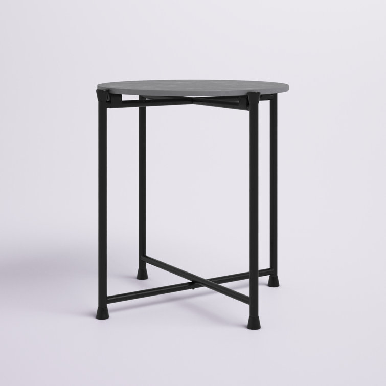 Modern Faux Stone 20" Square Black Aluminum Outdoor Cocktail Table