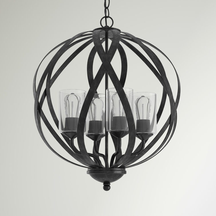 Midnight Bronze 4-Light Globe Chandelier with Clear Glass Shades